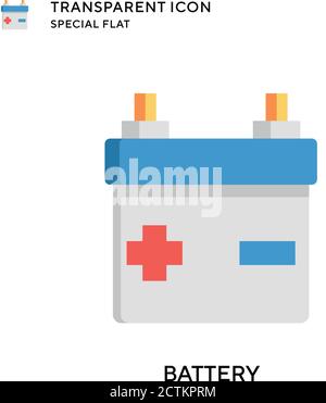 Battery vector icon. Flat style illustration. EPS 10 vector. Stock Vector