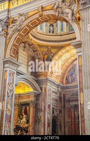 Vatican City State, Europe.  Interior of St. Peter's Basilica.    (For editorial use only)