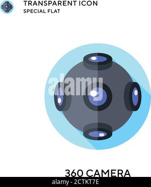360 camera vector icon. Flat style illustration. EPS 10 vector. Stock Vector