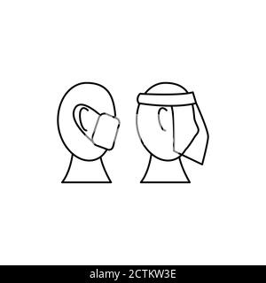 people wear masks and face shields icon design template isolated Stock Vector