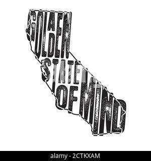 California Quotes and Slogan good for T-Shirt. A Golden State Of Mind. Stock Vector