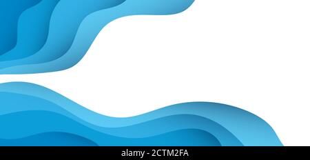 Abstract modern blue ocean wave paper style vector background and blank space Stock Vector