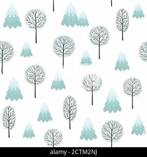 Winter forest background. Seamless pattern for winter and christmas theme. Stock Vector
