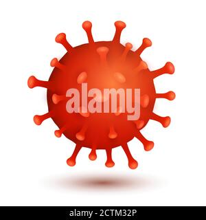 Coronavirus bacteria model isolated on white background. Covid-19 epidemic infectious disease. Cellular infection. Realistic virus for your medical pr Stock Vector