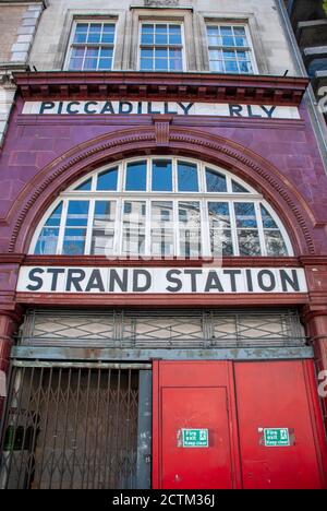 The entrance to the disused Aldwych Tube Station in London, UK Stock Photo