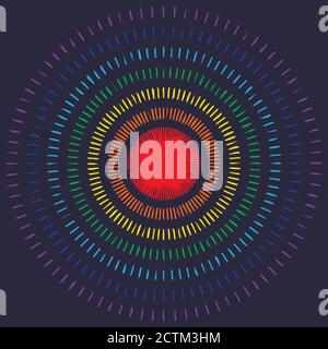 Decorative background with rainbow colors rays design. Stock Vector