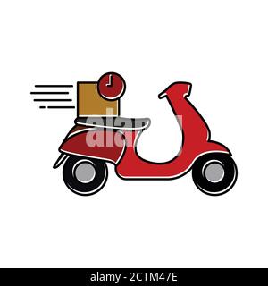 Motorcycle delivery flat icon on time icon, vector illustration. Design template vector Stock Vector