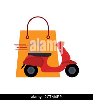 Motorcycle delivery flat icon, vector illustration. Design template vector Stock Vector