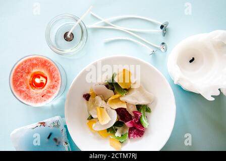 Reusing old candles leftovers and making melting a new one: various  ingredients on table: candle wicks, glass jar, old candles wax, aroma oil.  New can Stock Photo - Alamy