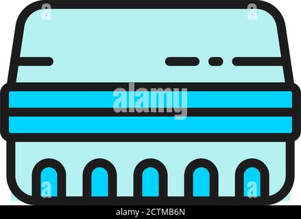 Lunch box, packing for hot food, takeaway flat color line icon. Stock Vector