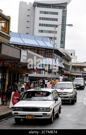 Busy Scott street in Suva on Viti Levu, Fiji Stock Photo