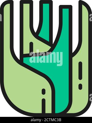 Fennel, spice, herb flat color line icon. Isolated on white background Stock Vector