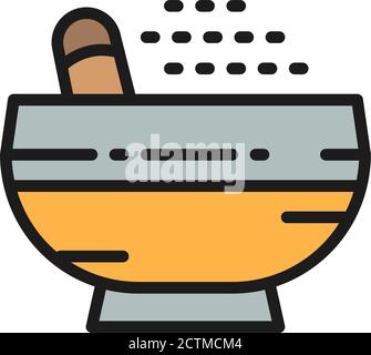 Pestle and mortar, spice flat color line icon. Isolated on white background Stock Vector