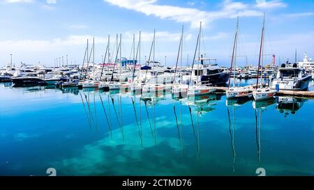 Yachts in port of Sochi. Russia Stock Photo