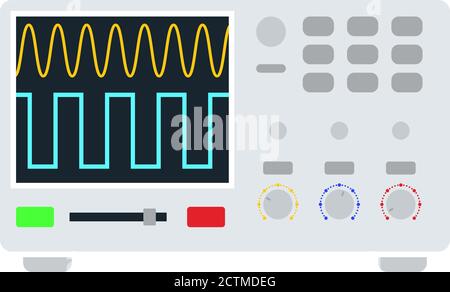 Oscilloscope Icon. Flat Color Design. Vector Illustration. Stock Vector