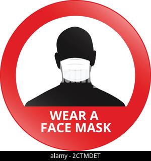 Wear a face mask sign - vector Stock Vector