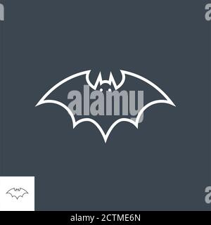 Bat related vector thin line icon. Stock Vector