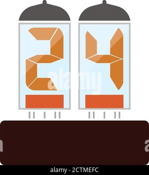 Electric Numeral Lamp Icon. Flat Color Design. Vector Illustration. Stock Vector