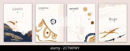 Vector set abstract creative backgrounds or covers in trendy design editable templates for social media stories.Designing backgrounds and banners Stock Vector
