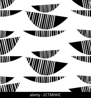 Abstract stack of bowls vector seamless pattern background. Monochrome tribal style set of kitchen utensils and dishware backdrop. Modern hand drawn Stock Vector