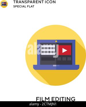 Film editing vector icon. Flat style illustration. EPS 10 vector. Stock Vector