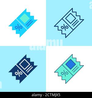 Coupon icon set in flat and line style Stock Vector
