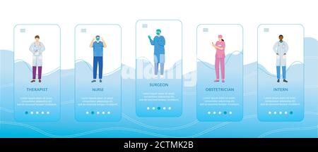 Medical professionals onboarding mobile app screen vector template Stock Vector