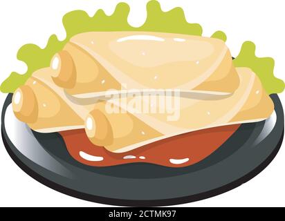 Chinese spring rolls color icon Stock Vector