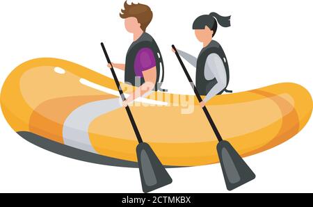 Couple on boat flat vector illustration Stock Vector