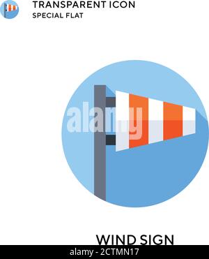 Wind sign vector icon. Flat style illustration. EPS 10 vector. Stock Vector