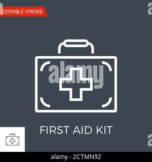 First aid kit related vector thin line icon Stock Vector