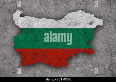 Map and flag of Bulgaria on weathered concrete Stock Photo - Alamy
