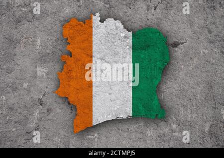 Map of Ivory Coast on weathered concrete Stock Photo - Alamy