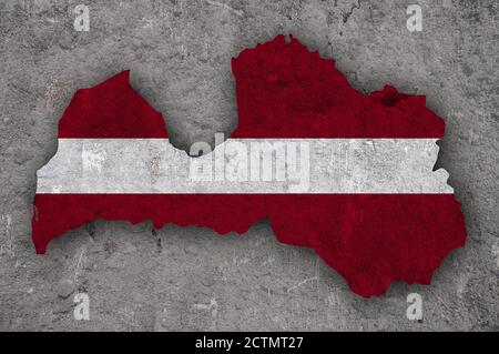 Map of Latvia on weathered concrete Stock Photo - Alamy