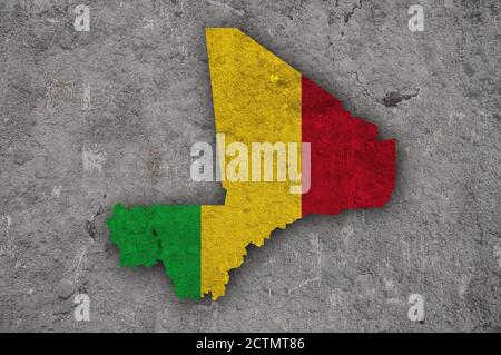 Map and flag of Mali on weathered concrete Stock Photo - Alamy