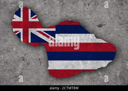 Map of Maui on weathered concrete Stock Photo - Alamy
