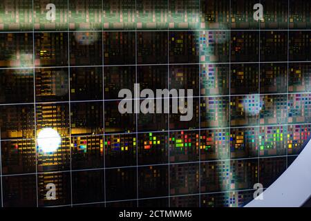 Taipei, Taiwan. 23rd Sep, 2020. A wafer (a thin slice of semiconductor) seen on display during the SEMICON 2020.SEMICON Taiwan is the only professional semiconductor exhibition in Taiwan and the second-largest in the world, according to event organizer Semi Taiwan. Credit: SOPA Images Limited/Alamy Live News Stock Photo