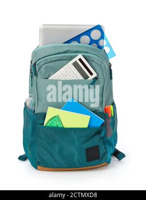 Bag and office accessoriess on white background Stock Photo
