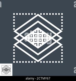 Layers icon Black line art vector in black and white outline set ...