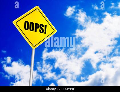 Oops message on road sign Stock Photo