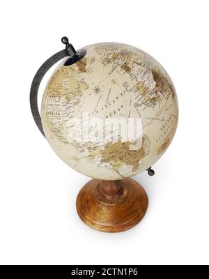 Old globe isolated on white background with soft reflection Stock Photo ...