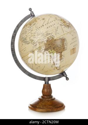 Old world globe isolated on white Stock Photo