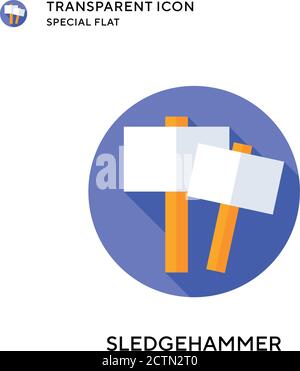 Sledgehammer vector icon. Flat style illustration. EPS 10 vector. Stock Vector