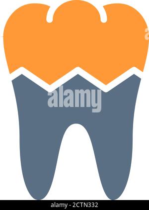 Broken tooth icon. Damaged enamel. Dental pain symbol Stock Vector ...