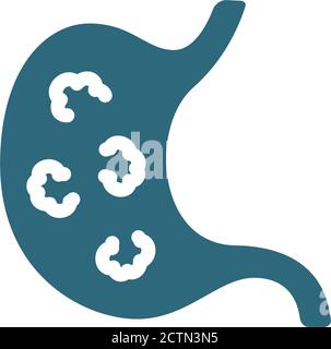 Stomach with tumors colored icon. Stomac cancer, diseases internal organ, ulcer symbol Stock Vector