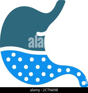 Stomach fire excessive acidity indigestion colored icon. Gastrointestinal tract diseases, heartburn, vomiting symbol Stock Vector