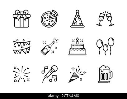 Party icon set outline style. Symbols for website, print, magazine, app and design. Stock Vector