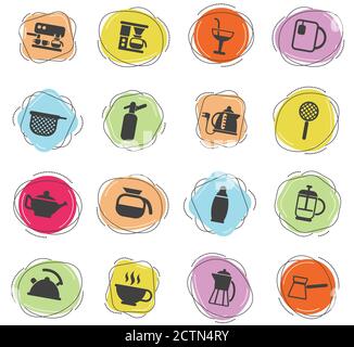 utensils for beverages icon set Stock Vector