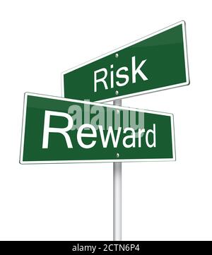 Risk & reward road sign on cloudy sky background Stock Photo - Alamy