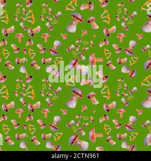 Abstract seamless texture, art wallpaper, geometrical fashion illustration. Five Red and yellow autumn maple leaves isolated on yellow background. Clo Stock Photo